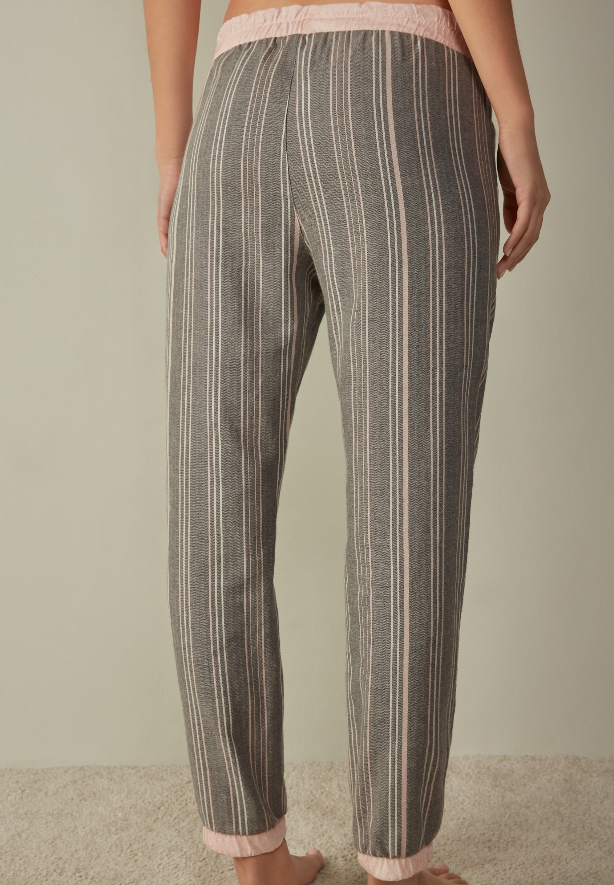 Intimissimi COTTON ROUCHES - Pantaloni del pigiama - grey/pink/grigio  screziato - Zalando
