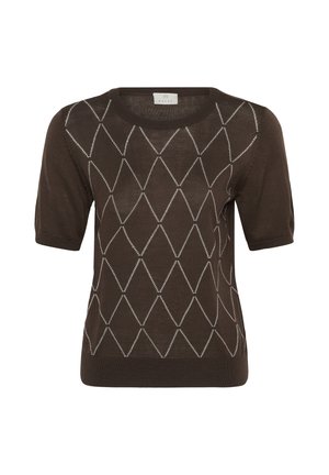 Kaffe, KANORA HARLEQUIN PULLOVER - Camiseta estampada - brown chalk harlequin check