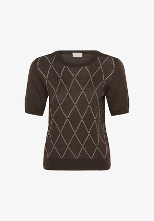Kaffe, KANORA HARLEQUIN PULLOVER - Camiseta estampada - brown chalk harlequin check