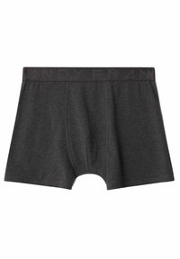 Dunkelgraue Boxershorts aus weichem Stoff. Mit elastischem Bund, der ein eingeprägtes Logo zeigt, und einem konturierten Beutel für zusätzlichen Halt.