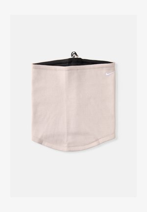Beżowy kominiarka Nike wykonana z miękkiego materiału, charakteryzująca się gładką fakturą i subtelnym białym logo z jednej strony.