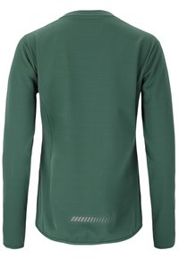 Langsleeve shirt, gemaakt van effen donkergroene stof, met een ronde halslijn en een reflecterende strookdetail bij de onderste zoom aan de achterkant.