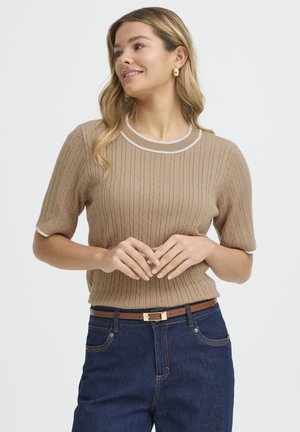 FRLAUREN PU 1 - T-shirt basic - savannah tan w stripe