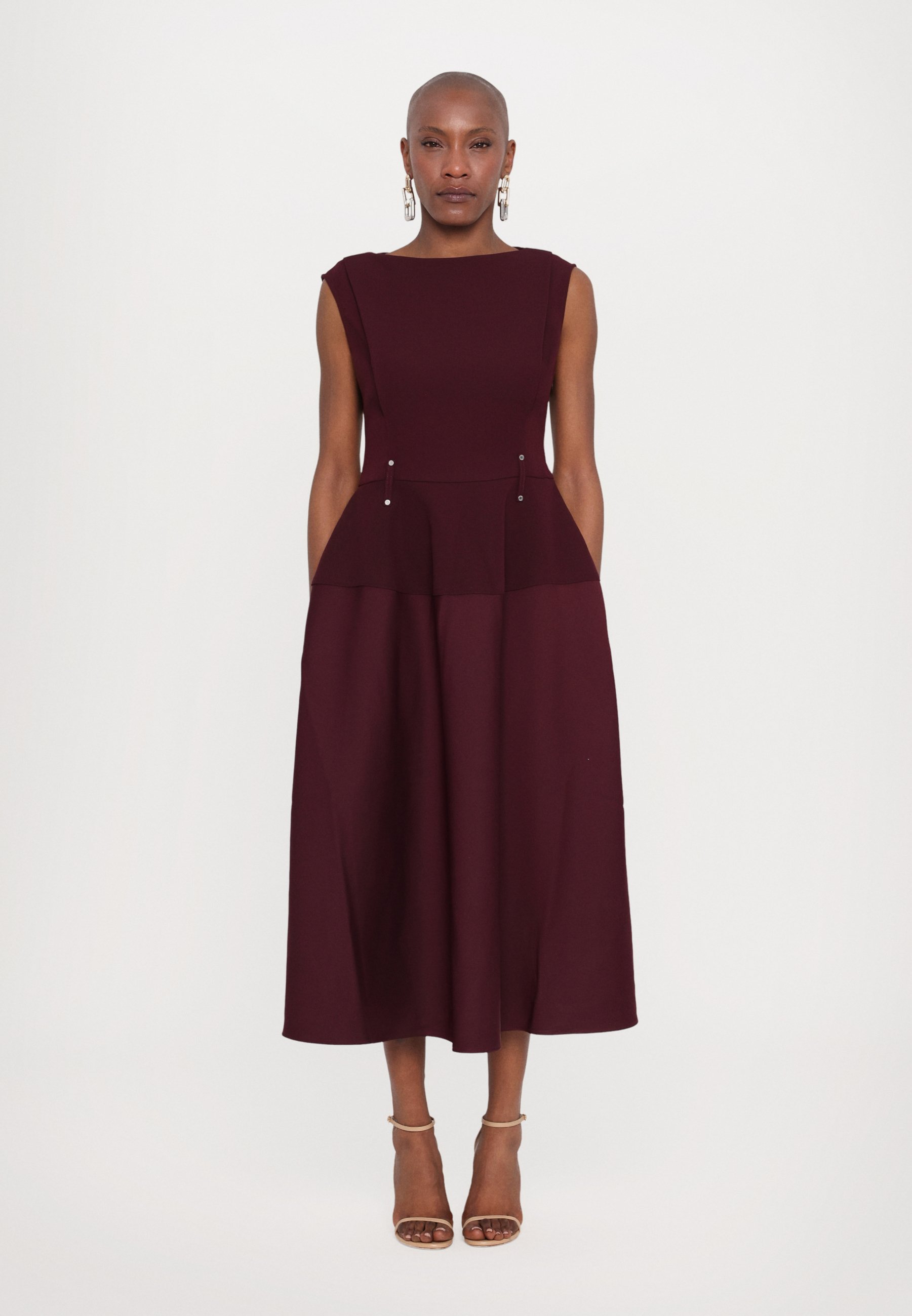 cocktail long sleeve midi dress Klaudia Ruched Long Sleeve Midi Dress Fit and Flare