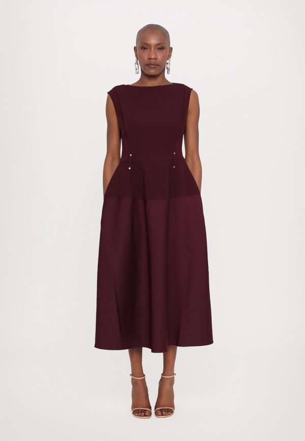 SLEEVELESS BOAT NECK MIDI DRESS - Cocktail dress / Party dress - aubergine