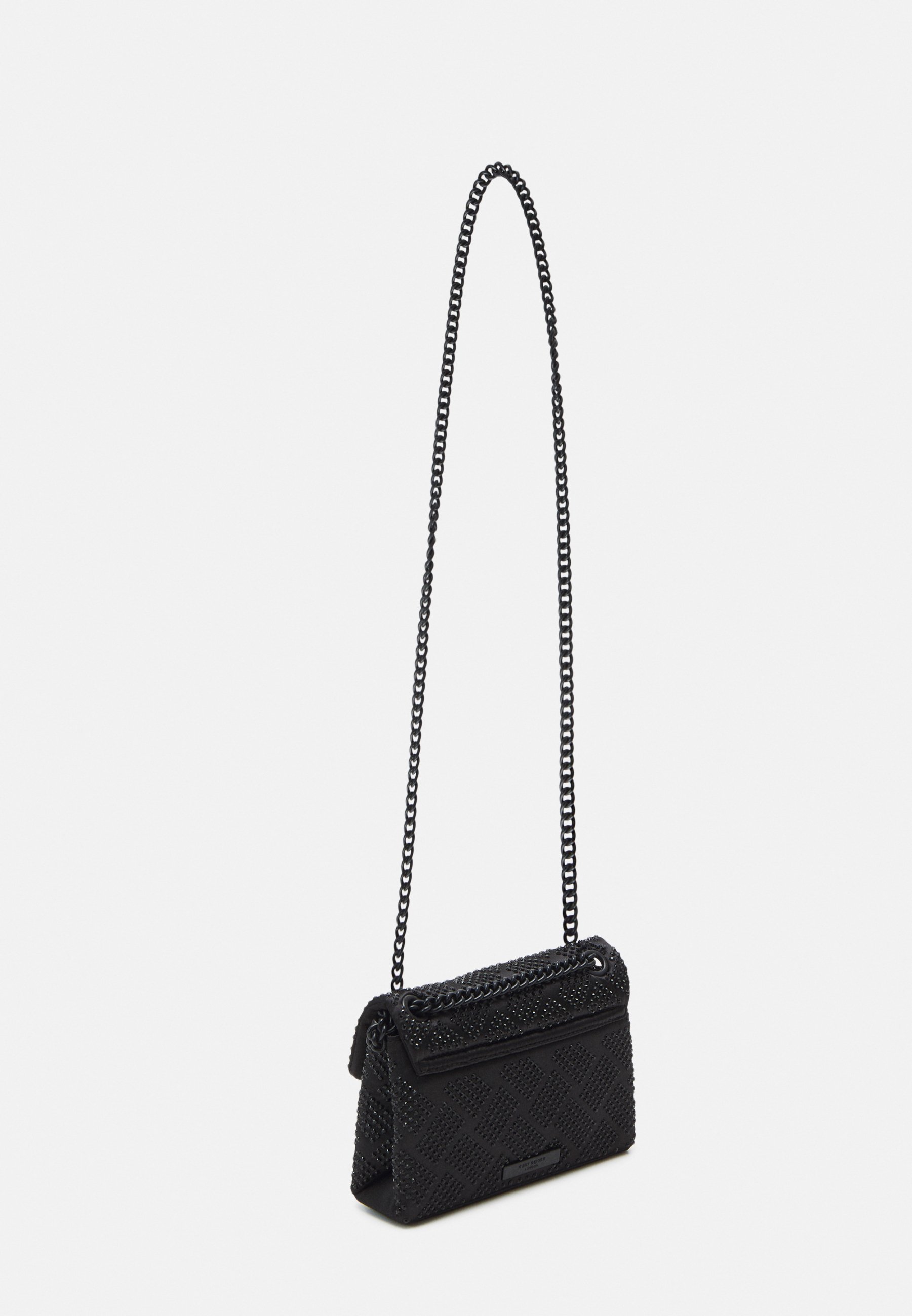 Borsa A Tracolla Kurt Geiger Kensington Mini Vernice Nera Con Stelle E Catena