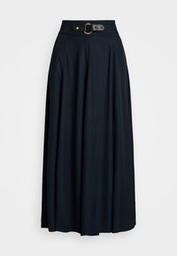 BUCKLE TRIM TWILL MIDI SKIRT - A-line skirt - lauren navy