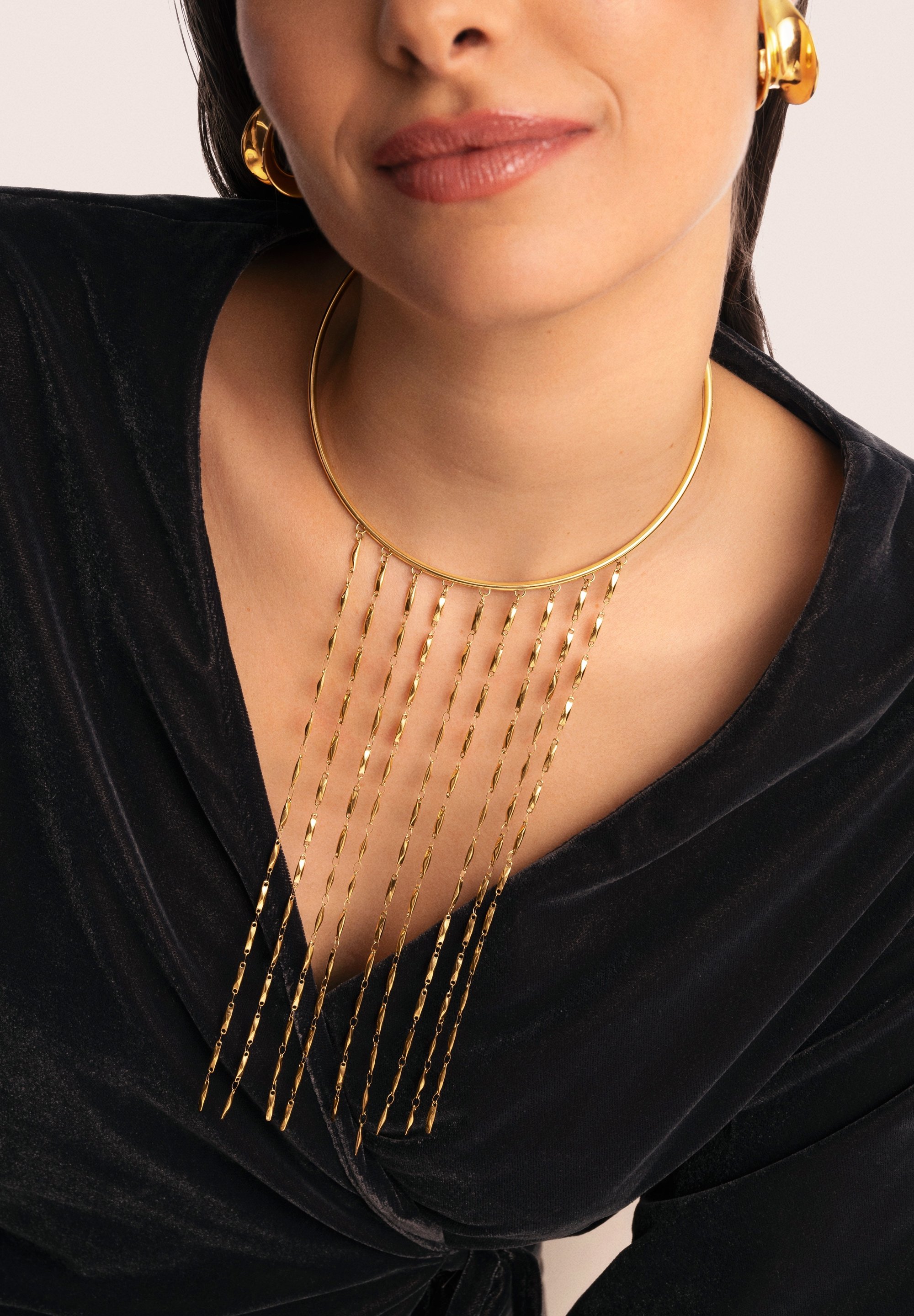 SINGULARU Collana Chic 55 Cm – Acciaio Placcato Oro 18kt, Maglie Rettangolari 0,6 Cm, Gioiello Donna Resistente All’Acqua