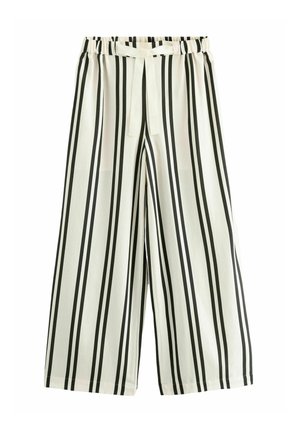 WIDE LEG - Tygbyxor - black white stripe