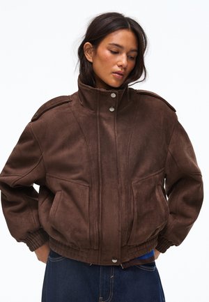 Bershka, Veste en similicuir - brown