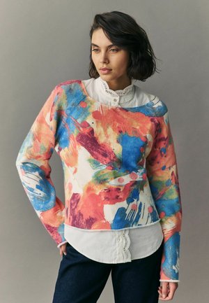REGULAR FIT - SUPERSOFT LAYER WITH GEM BUTTON SET - Neule - orange bright abstract