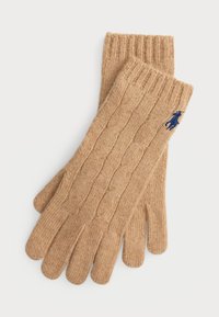 CABLE KNIT WOOL CASHMERE GLOVES - Gants - camel