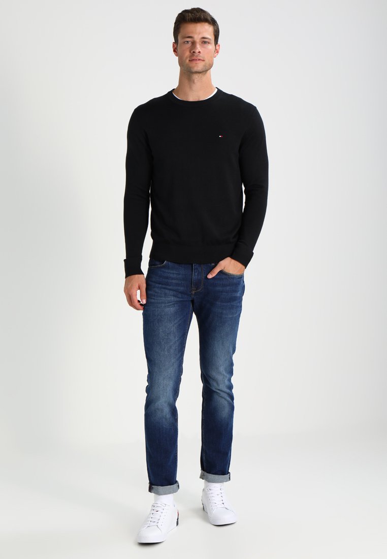 Tommy Hilfiger C-NECK - Strickpullover - flag black/schwarz - Zalando.de