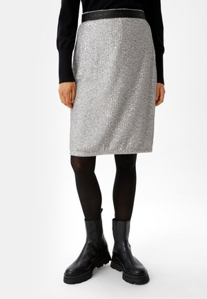 MIT PAILLETTEN - A-line skirt - silber