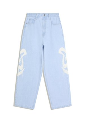 Bershka, SUPER BAGGY PRINT -  JEANS - Jean baggy - light blue