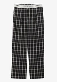 Svart- och vitrutiga byxor med vid design, med en vit midja och veck för extra textur.