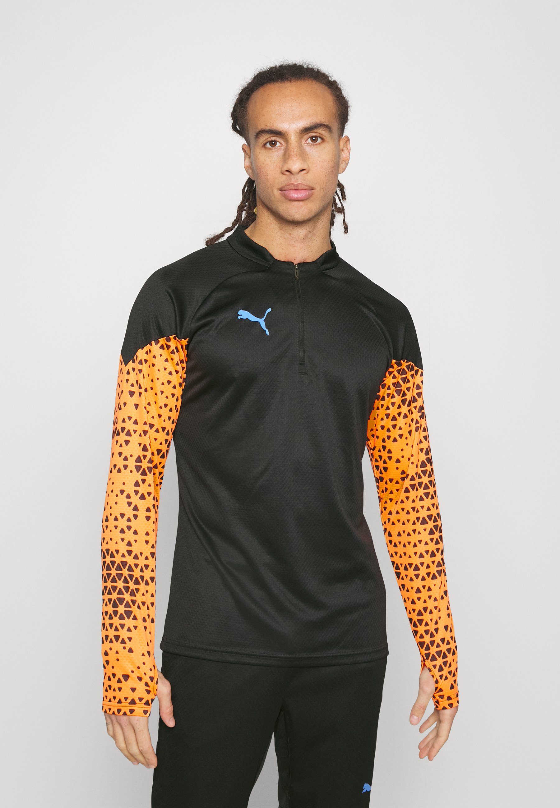 Puma INDIVIDUALCUP 1/4 ZIP - Camiseta de manga larga - black/ultra orange/negro - Zalando.es