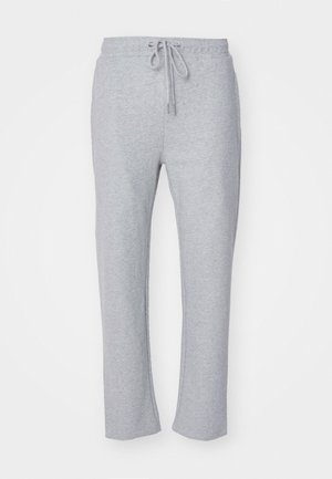 Graue Sweatpants aus weichem Jersey-Stoff, mit einem Kordelzugbund und geradem Bein-Design, ohne zusätzliche Muster oder Akzente.