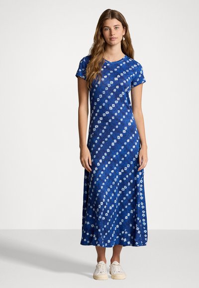 Polo Ralph Lauren BLOCK PRINT COTTON LINEN DRESS - Jerseykjole - blue orbit diamonds