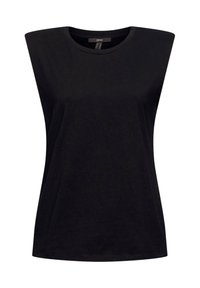 Top nero senza maniche realizzato in tessuto morbido, con scollatura rotonda e vestibilità comoda. Il design è privo di fantasie e decorazioni.