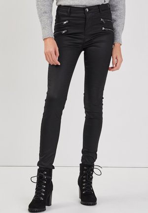 Trousers - denim noir enduit