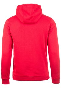 Rode hooded sweatshirt, gemaakt van katoen, lange mouwen, ontwerp met kangoeroezak, ribgebreide manchetten en onderrand, effen textuur, geen zichtbare logo's.