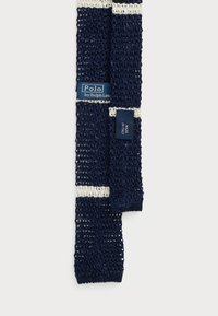 STRIPED KNIT LINEN TIE - Krawatte - navy/white