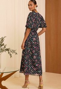 Love & Roses V NECK PUFF SLEEVE MIDI - Dienas kleita - green bird