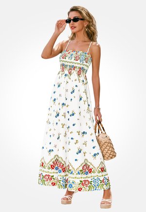 Cupshe, FLORAL SMOCKED SLEEVELESS - Vestito lungo - white red blue