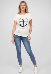 Cloud 5ive CLOUD5IVE DAMEN VISKOSE T-SHIRT MIT ANKER PRINT - Trükipildiga T-särk - white