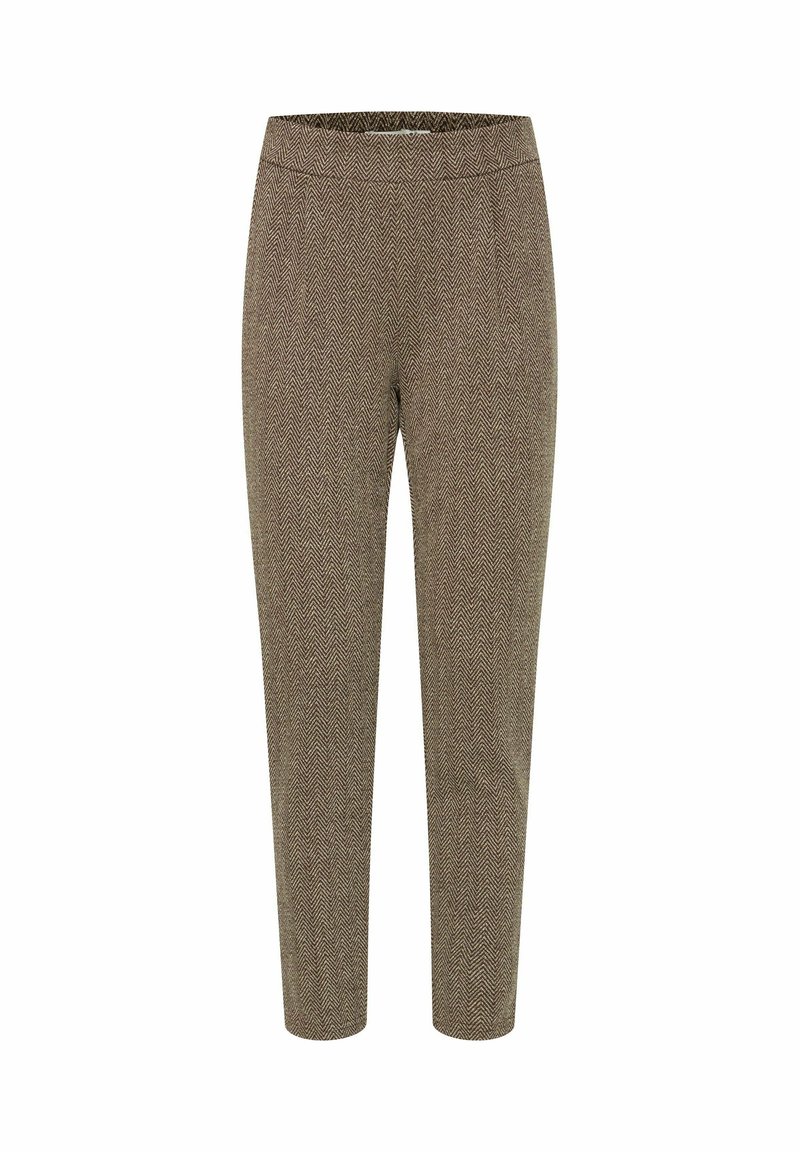 ICHI IHKATE JACQUARD PA8 - Bukser - java almond milk herringbone/brun ...