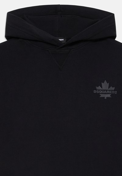 Svart hoodie i bomullsblandning, med en känguruficka och en liten, ton-in-ton DSQUARED2-logotyp på bröstet. Slät textur och klassisk passform.