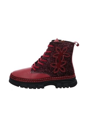 Lace-up ankle boots - berry