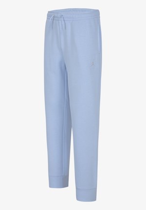 Lyseblå atletiske joggingbukser med elastisk talje, snøre, sidelommer, manchetter ved anklerne og lille Jumpman-logo på venstre lår.