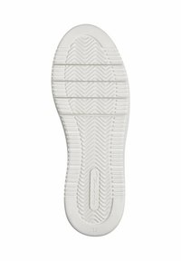 White sneaker sole with textured grip pattern, featuring horizontal and zigzag lines, and embossed size number 37. Smooth finish overall.