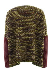 Maglione a maglia con un motivo a quadri verde e borgogna, maniche a costine. Tessuto testurizzato con una vestibilità comoda e scollo rotondo.