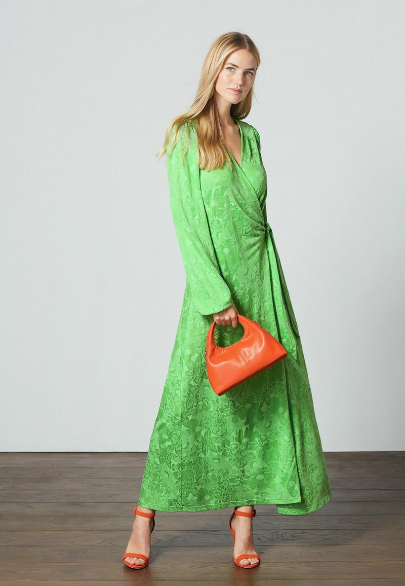 Next LONG SLEEVE TIE WRAP MIDI JACQUARD DRESS Maxi dress green