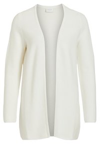 Långärmad, öppen cardigan i krämfärg med ett strukturerat ribbmönster. Tillverkad av ett mjukt, lätt tyg, perfekt för lager-på-lager användning.