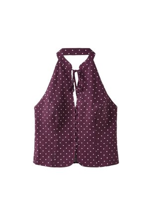 Stradivarius, POLKA DOT PRINT FITTED HALTER TOP - Blouse - purple