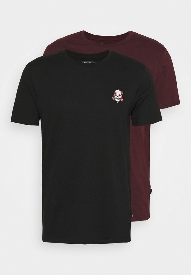 2 PACK - Camiseta básica - black, bordeaux