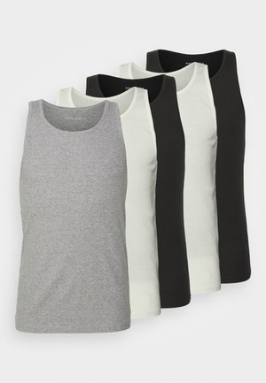 Set di quattro canottiere in grigio, bianco e nero. Realizzate in morbido cotone, con un taglio classico, scollatura rotonda e senza fantasie.