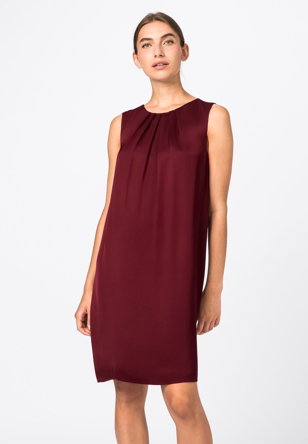 Hallhuber Mit Faltendetails Und Schluppe Cocktailkleid Festliches Kleid Rubinrot Rot Zalando De 
