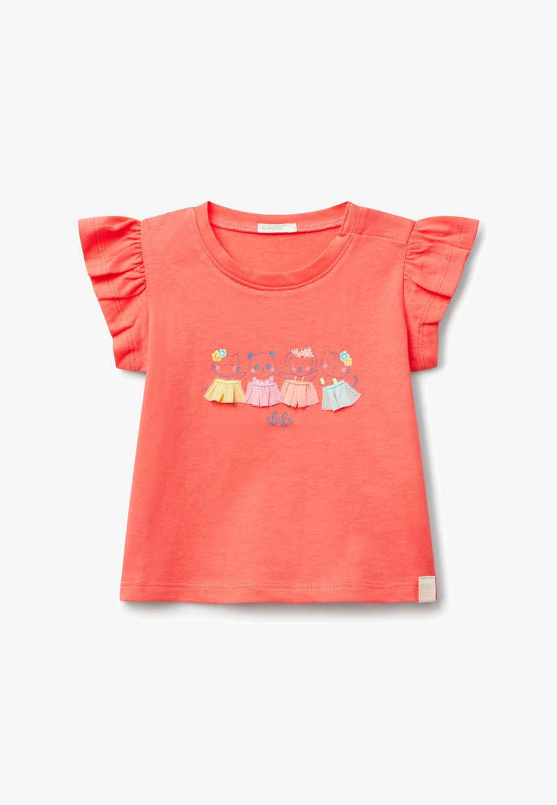 United Colors of Benetton Triko s potiskem - pink
