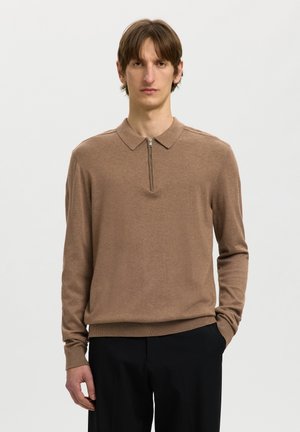 Selected, SLHBERG HALF ZIP - Svetr - teak