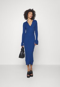 NA-KD TRUMPET SLEEVE DRESS - Maxiklänning - dark blue