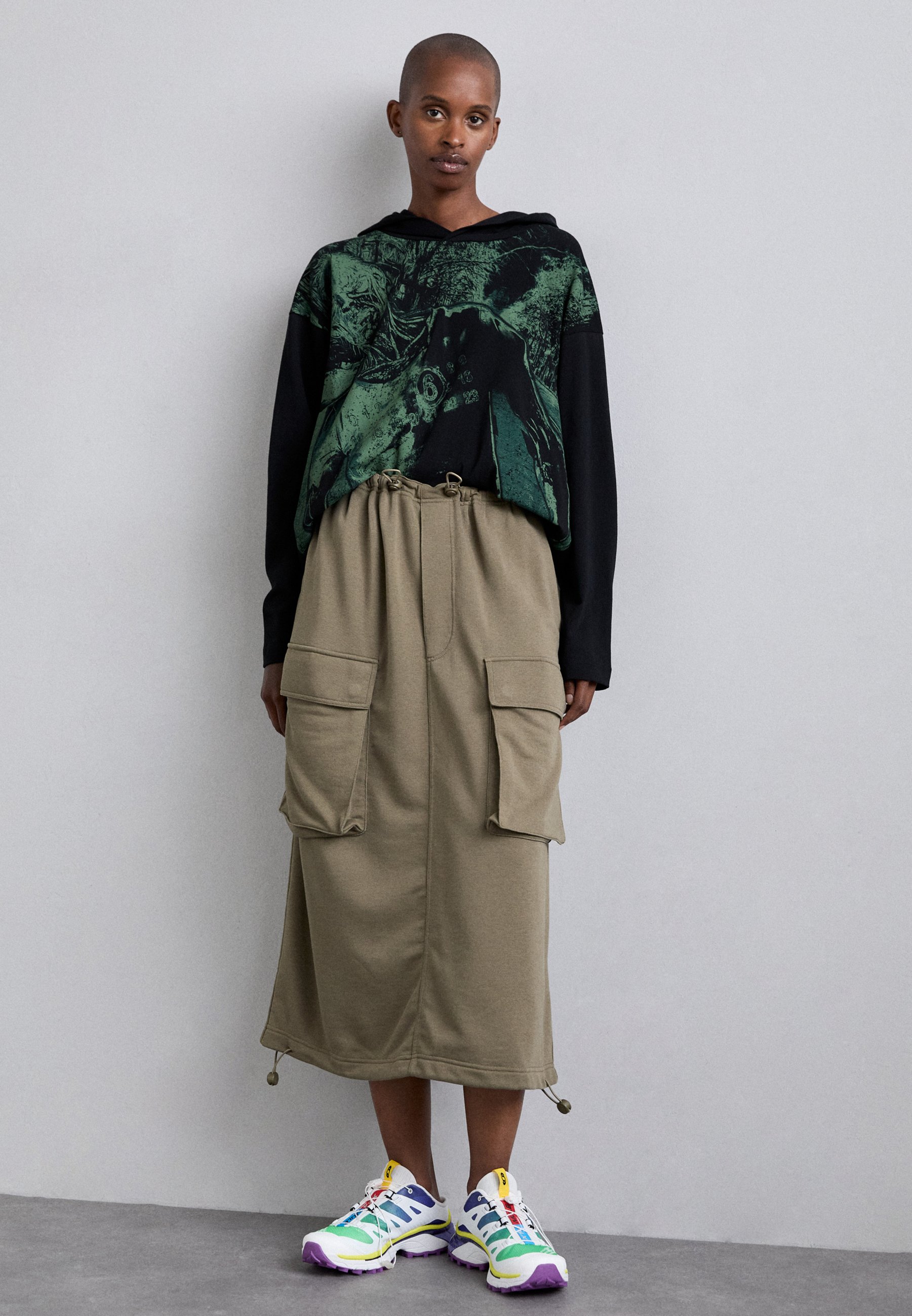 MM6 Maison Margiela LONG SKIRT - A-line skirt - bus green MM6 Maison Margiela LONG SKIRT - A-line skirt - bus green