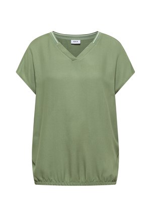 Cecil, KURZARM BLUSENSHIRT MIT STRUKTURMIX - Bluse - deep matcha green