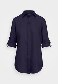RELAXED FIT LINEN ROLL TAB SLEEVE SHIRT - Hemdbluse - navy