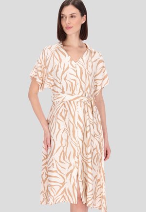 Košilové šaty - offwhite camel