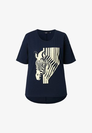 Ulla Popken, T-SHIRT, ZEBRA, OVERSIZED, RUNDHALS, HALBARM - T-Shirt print - marine